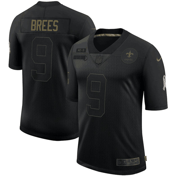 Men's New Orleans Saints #9 Drew Brees 2020 Black Salute To Service Limited Stitched NFL Jersey